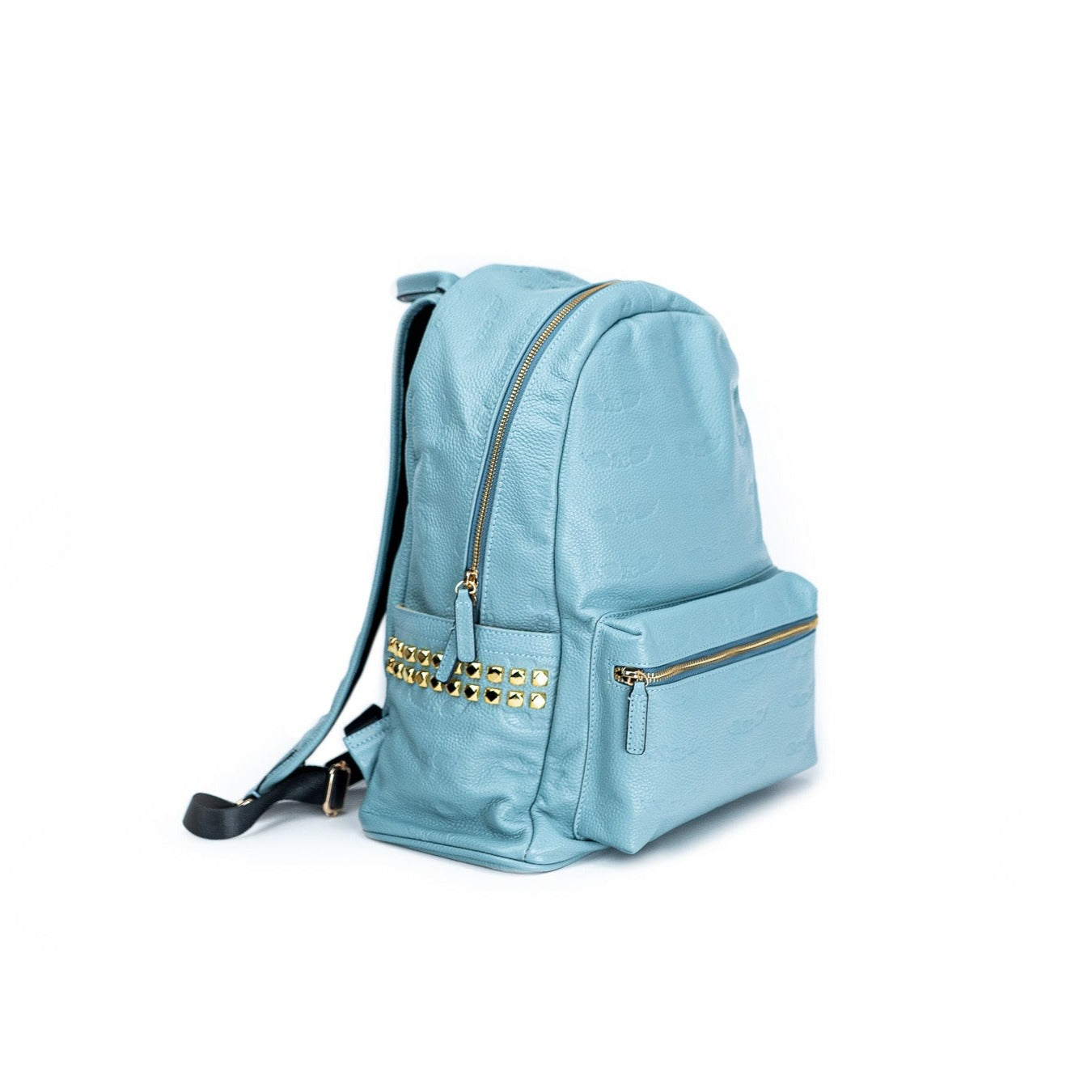 Sky Blue Leather Backpack