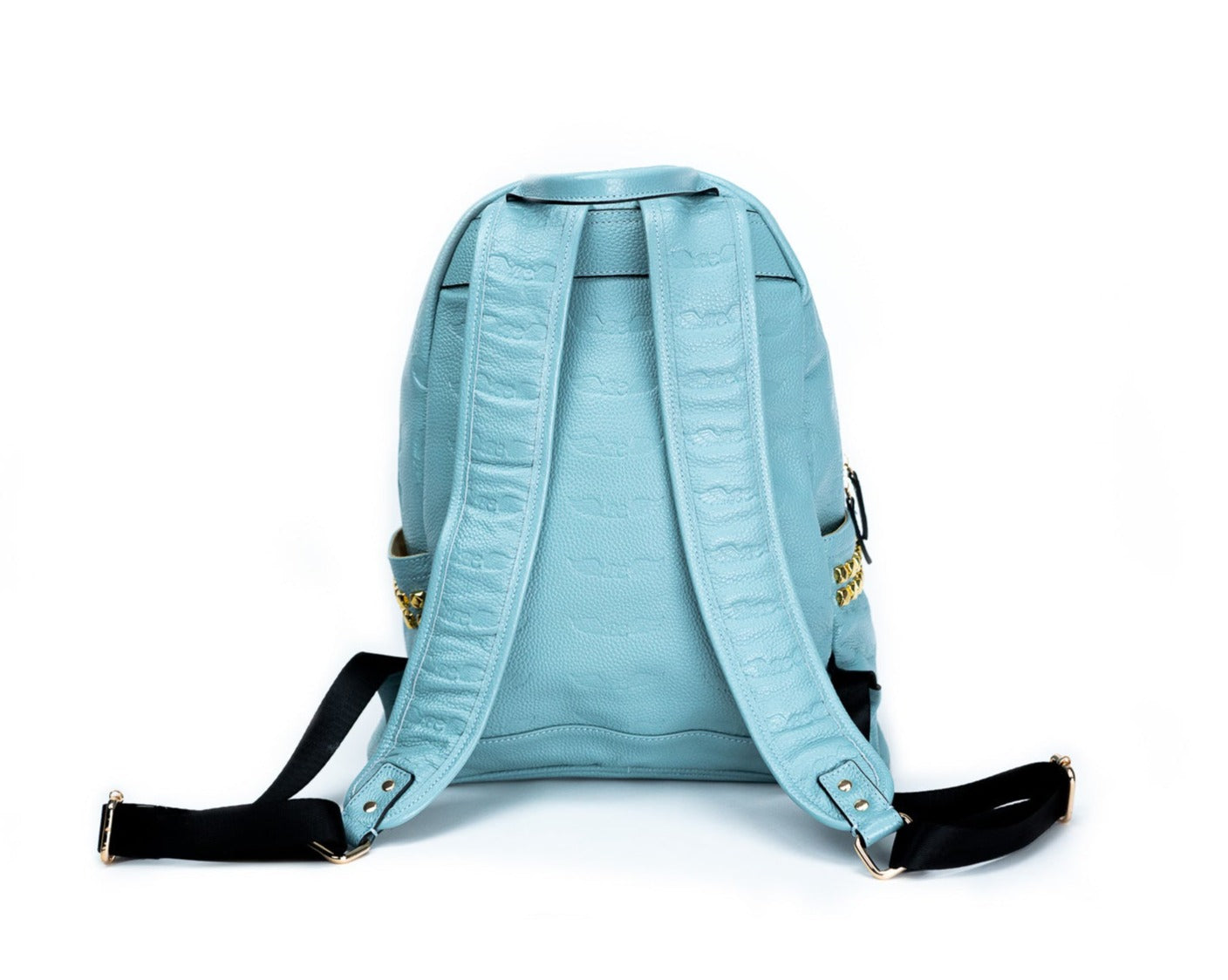 Sky Blue Leather Backpack