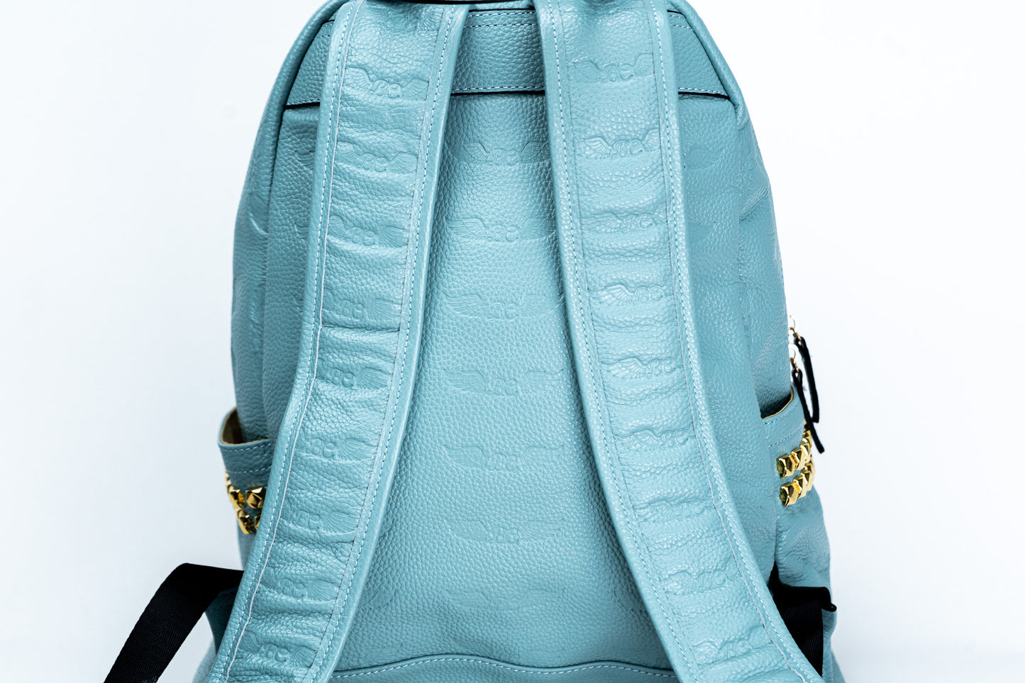 Sky Blue Leather Backpack