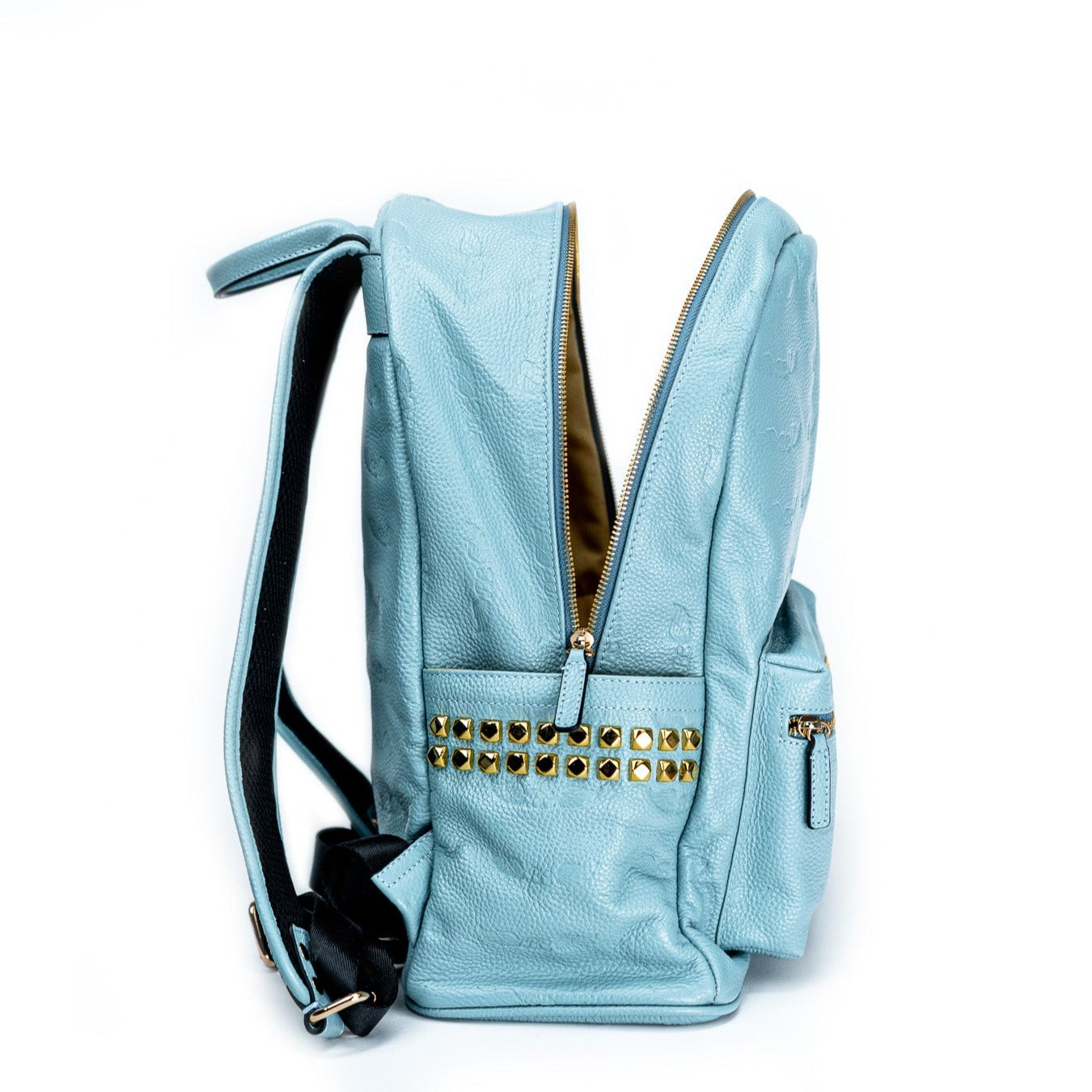 Sky Blue Leather Backpack